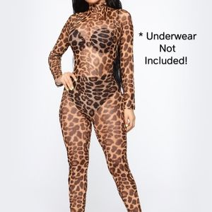 Leopard Mesh Jumpsuit